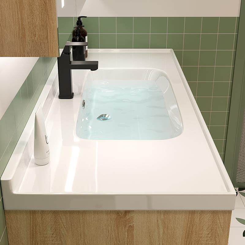 原木色组陶瓷能一体盆浴室轻奢简镜柜合陶简PZI约卫生间洗瓷脸洗