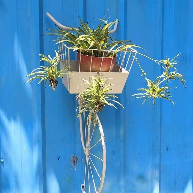 庭院铁艺花架 自行车花篮墙壁挂饰户外花园阳台墙面装饰吊篮摆件