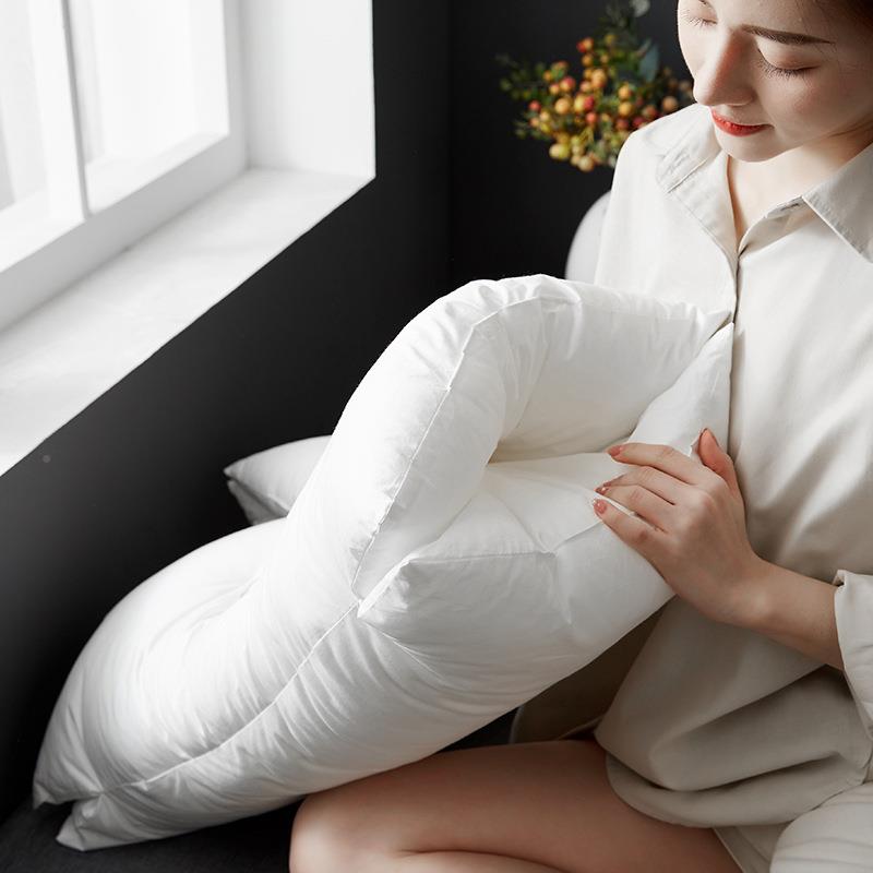 全棉定双U型用S层AP护颈高弹羽丝绒型枕头酒DEX店家民宿舍枕芯
