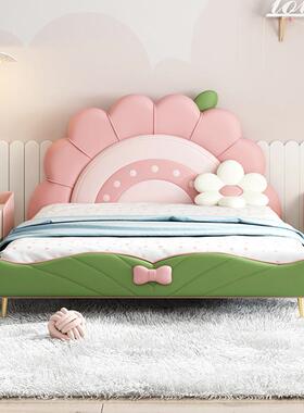 儿童床女孩公主童设床向日葵实花朵女生床黄色女卡通木计师宝RGO