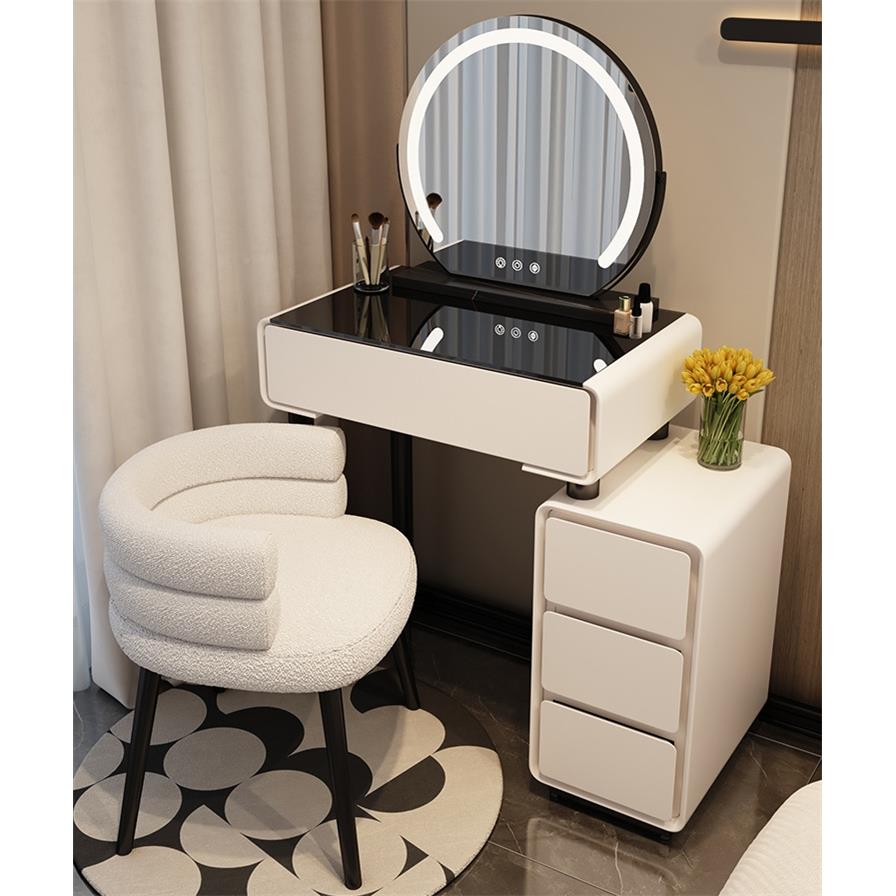 小户型梳妆台卧室现DIZ代约轻奢妆岩板妆台化收简纳柜化桌