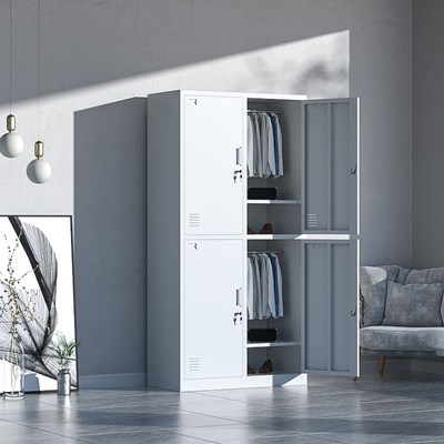 两门铁皮更衣柜收纳神器四门护士宿舍储物柜分层隔板三门员工鞋柜