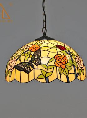 式汇璟蒂凡尼欧16寸酒玫蜡店烛别墅灯具LHJ-DD16蝴蝶餐厅吊灯客房