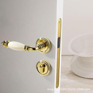 把厂家直销法通式复古轻奢卧室门锁体陶瓷用型静音陶瓷8房门锁分