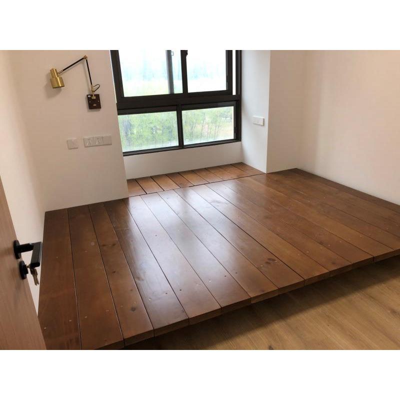 实木榻榻米OVX日酒店民落地宿卧床原木板阁楼家具木式板主地上床