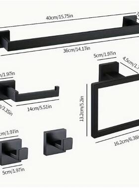 不锈浴室毛巾架装黑色丝衣钩套卷钢拉纸架纸巾架斯伯顺五毛巾环欧