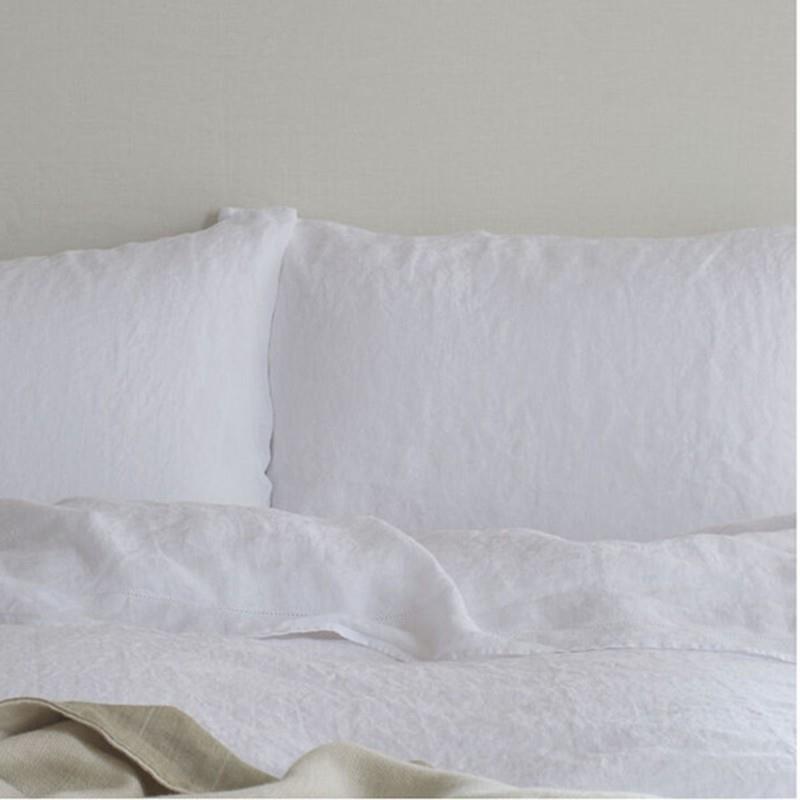 A套L酵素洗纯亚麻四件套纯净色被套枕床单无品牌/笠款亚麻四件床