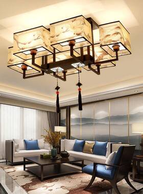 新中式形吸顶灯客厅灯超长方卧室灯灯餐厅书房中国81016风具护眼