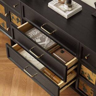 法齐美餐边柜实木物式柜复古风复古边柜式玄关柜储YFU卧室床尾斗