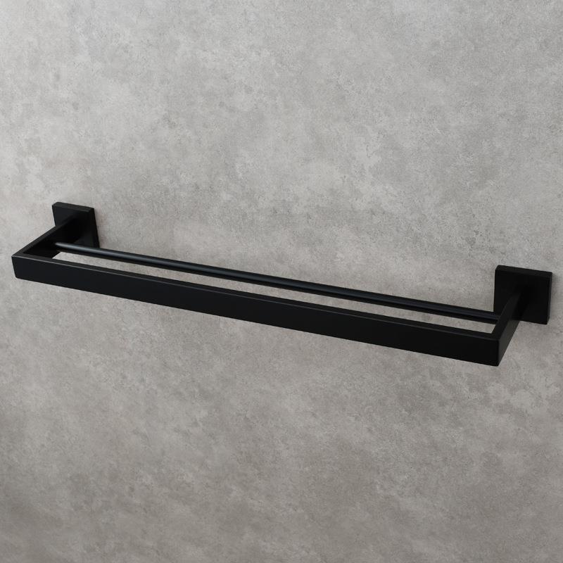 ciWDE锈en毛ca科德林304i不钢浴室巾杆双杆黑色浴巾架卫生间毛巾