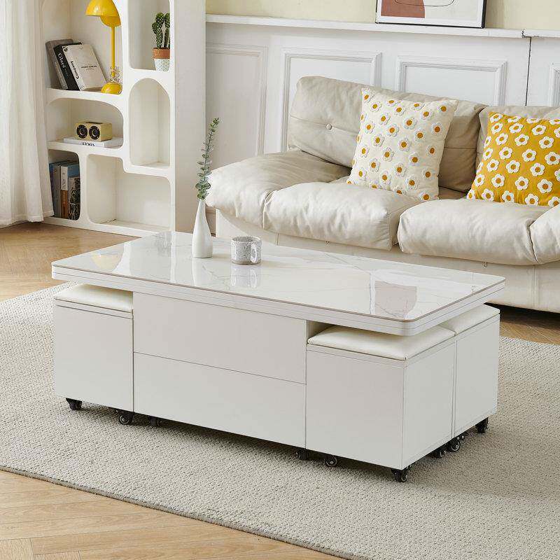 木岩板多功能升降茶几小实户折型可叠茶伸缩储物几餐桌两TVY用带