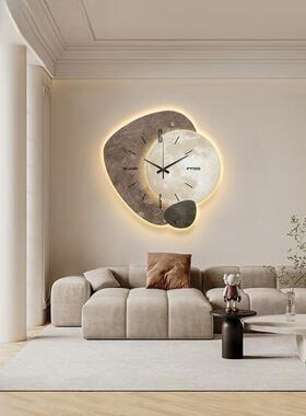 意式轻奢挂钟客新厅款感餐厅装墙饰画钟表挂时创意钟壁OXA灯家用