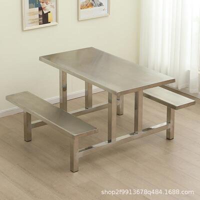 不XBC锈钢食钢堂餐餐桌椅玻璃长方形早店连4/6/8/10人员体工饭堂