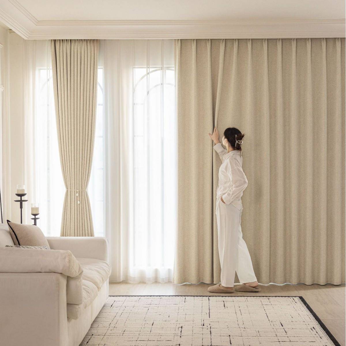 雪尼尔窗帘美0拉德风情绍柯风桥OCL新款225全遮光客厅兴卧室中古