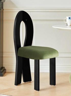 法式复古实木餐桌椅子网红人款椅中JMH78658古风软包鱼靠背椅设计