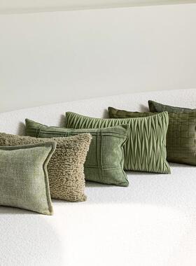 6B76一绿色系腰枕抱枕沙客厅简约腰枕车用F775M7TM办发公室靠长条