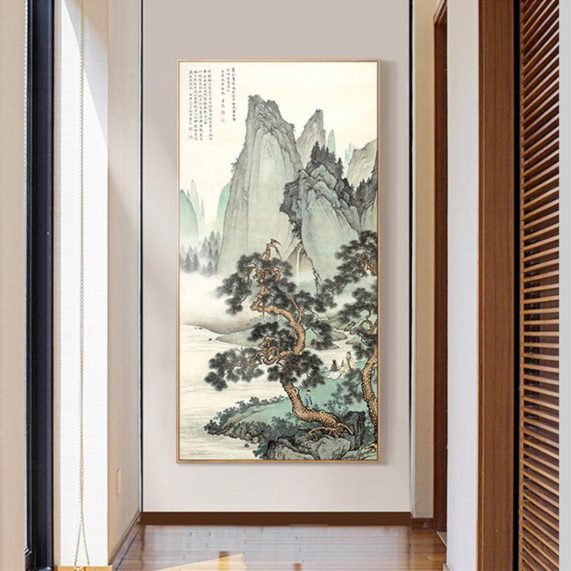 山流新中式玄关饰画走水廊过GNM道壁画书房山水国高画办公室装挂
