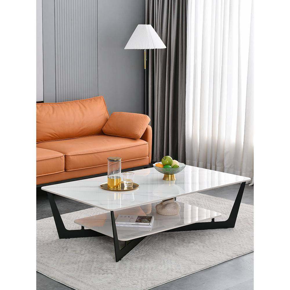 BK9K岩板茶几奢代意极简客轻厅家用设计师沙DDM式发茶现几双层长