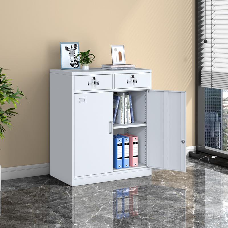 二皮斗矮柜公室铁文件柜收带锁抽屉纳柜家办F769J96S用阳台储物柜