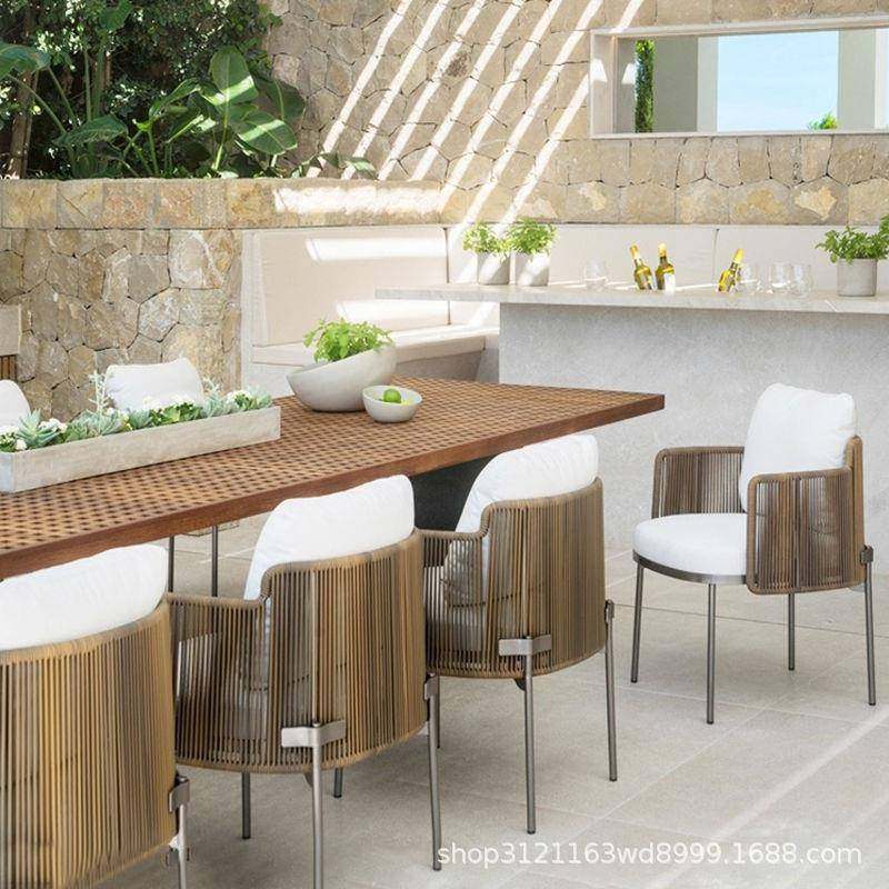 2021-214外店桌椅休闲庭院别墅酒防水防晒柚木藤室外院子藤户编桌,商业/办公家具,商用藤编家具,淘宝优惠券,粉丝福利购,淘宝优惠卷