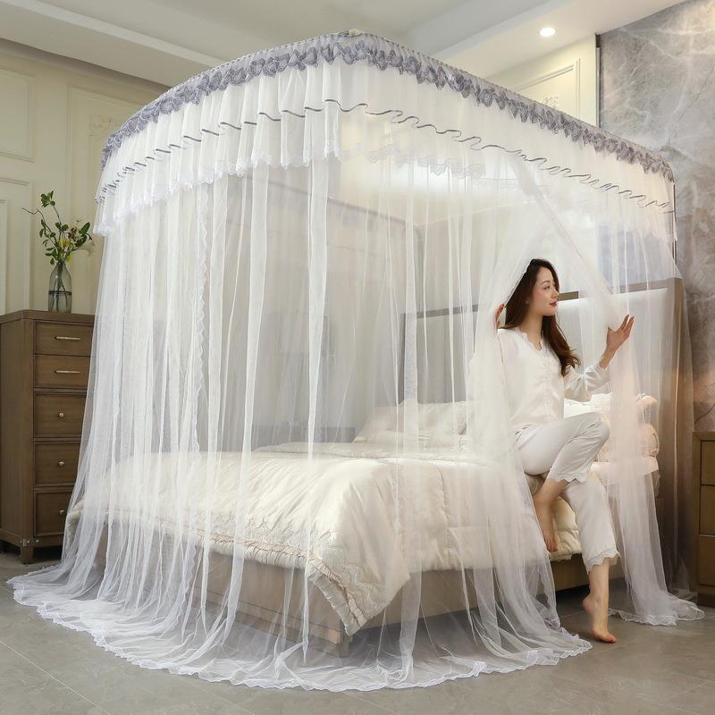 型可帐伸缩蚊帐家用1u米8床开门落地纹带支架宫廷防蚊文帐航佑XC