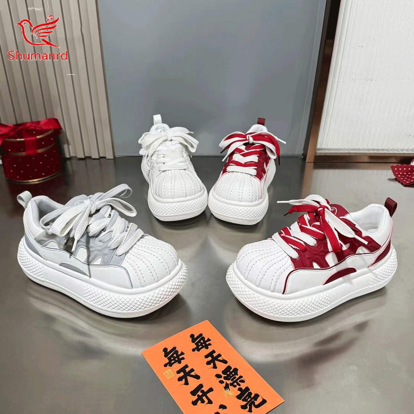 运动鞋女2026春季新款轻便潮流板鞋时尚百搭拼色厚底运动休闲鞋女,女鞋,时尚休闲鞋,淘宝优惠券,粉丝福利购,淘宝优惠卷