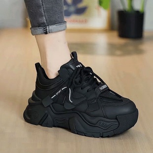 百搭显脚小软底轻便休闲运动鞋 内增高厚底加绒老爹鞋 女2025秋冬款