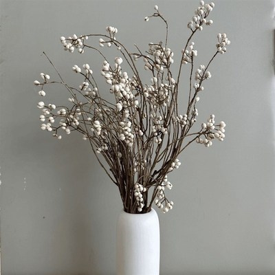 小白果乌桕果花束装饰品家居干花干树枝花瓶插花摆件diy手工