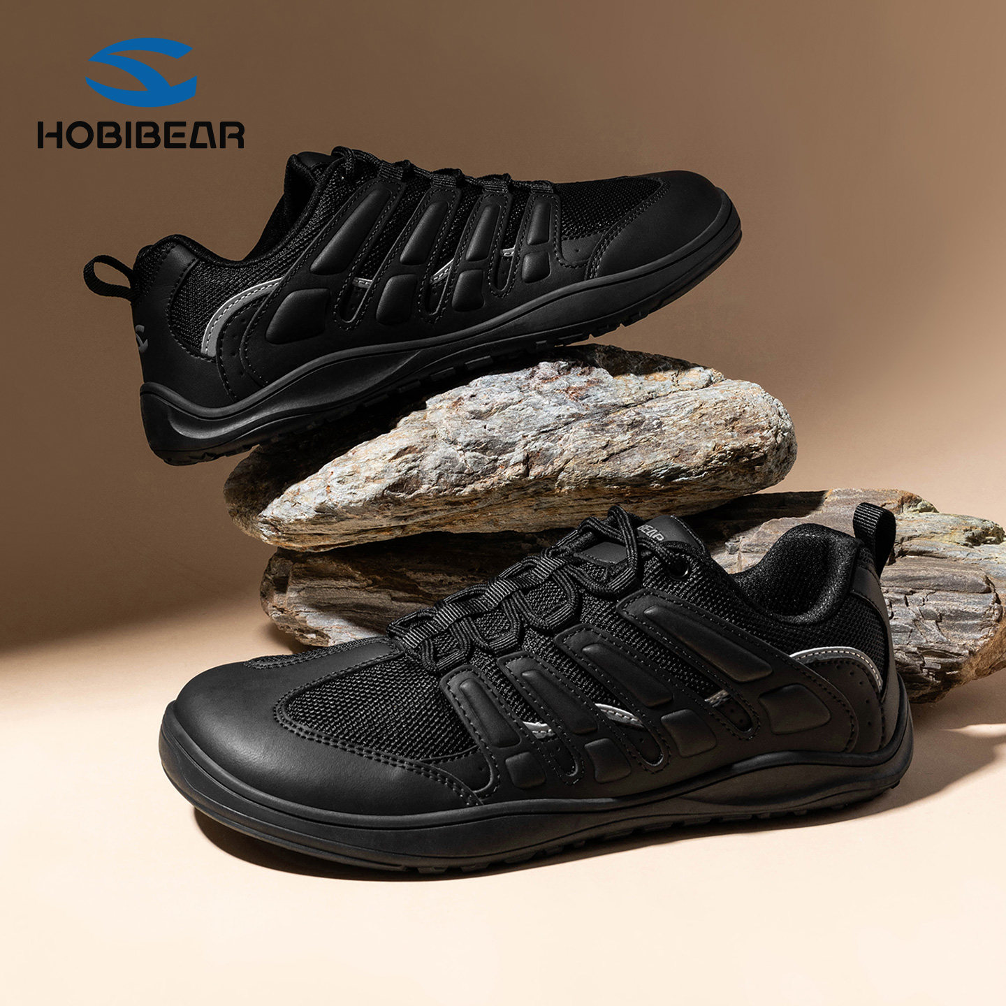 HOBIBEAR宽楦赤足鞋男4E宽头平步大码薄底零落差慢跑登山45 46 47
