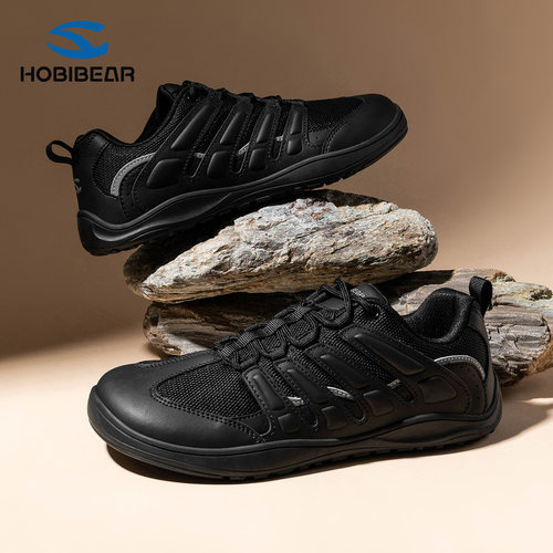 HOBIBEAR宽楦赤足鞋男4E宽头平步大码薄底零落差慢跑登山45 46 47