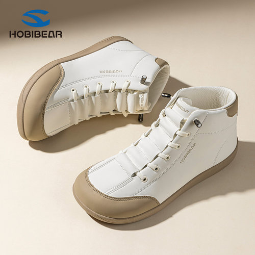 HOBIBEAR哈比熊宽楦赤足鞋高帮保暖男女士秋冬新款4E宽头平步休闲