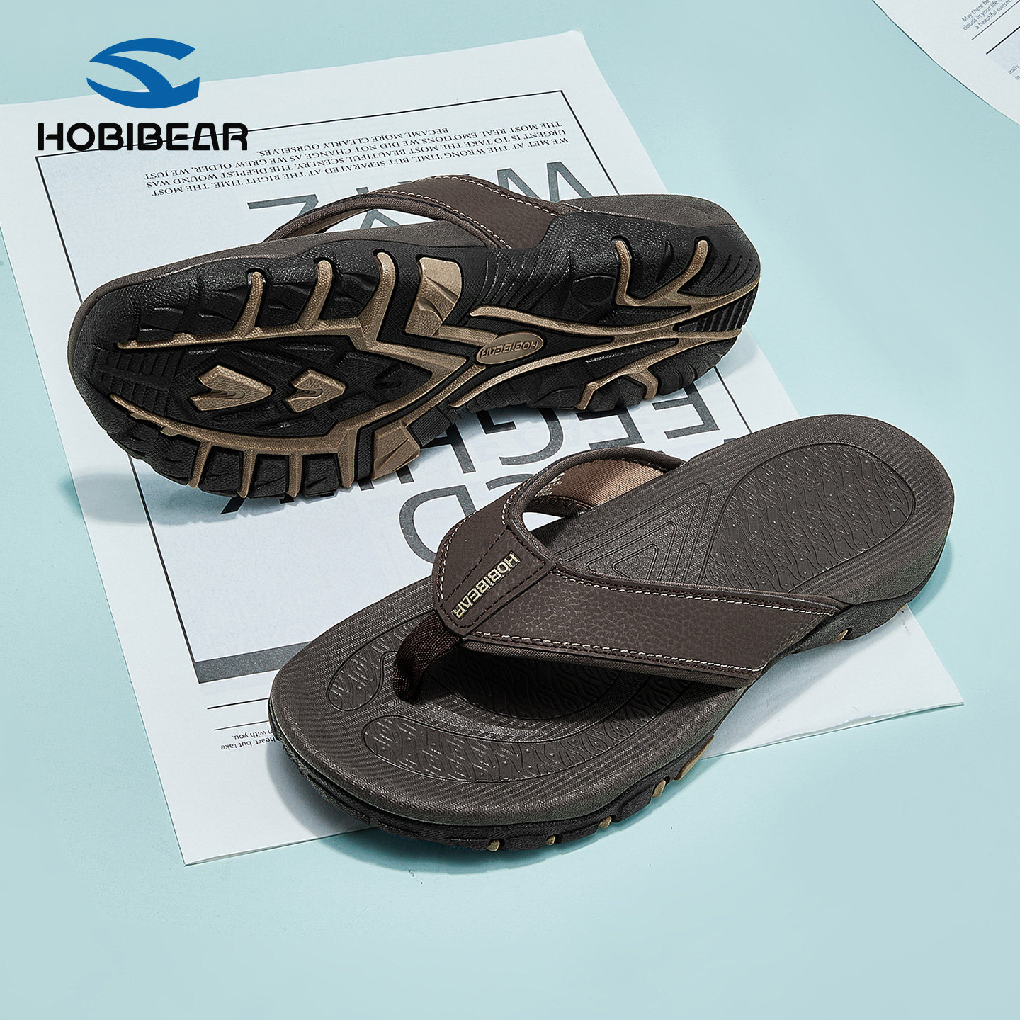 HOBIBEAR休闲人字拖鞋男士外穿2026夏季透气软底防臭户外