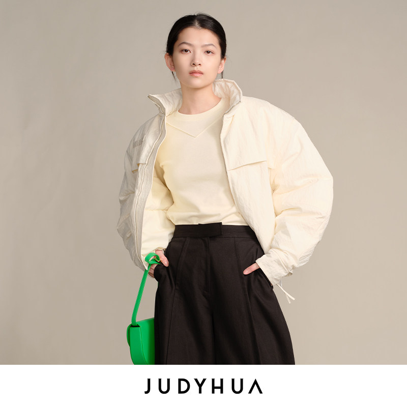 J For Judy女装冬新品冬日暖绪系列抽绳束腰拉链廓形棉服
