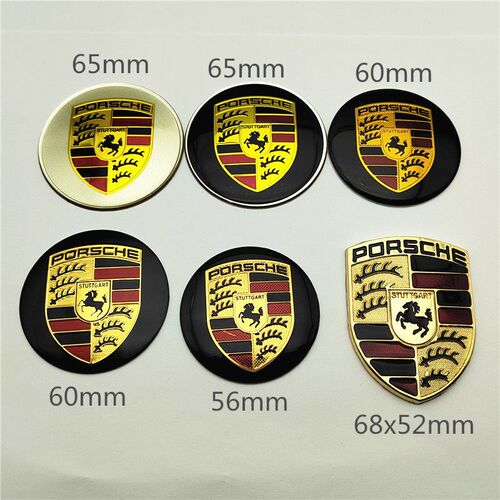 改装保时捷车标 金属车标 直径6厘米56mm65mm盾牌标志 方向盘贴标
