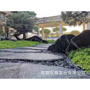 天然黑山石汀步石庭院踏步石园林公户外园铺路石草坪垫脚石