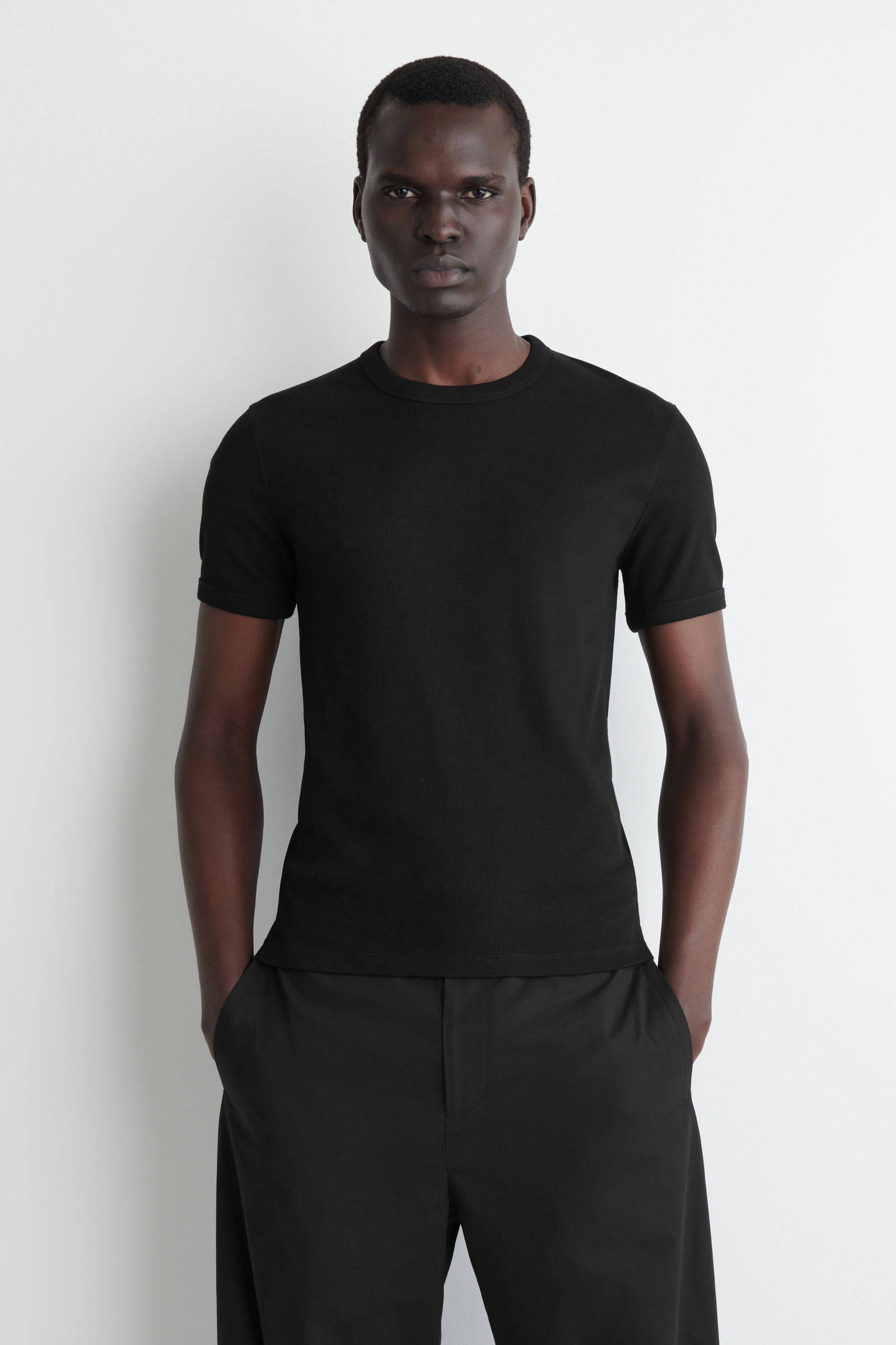 thumbnail for C*S Men's Slim Fit Crew Neck Ribbed Short Sleeve T-Shirt Light Gray 2026 Summer New 1229297003