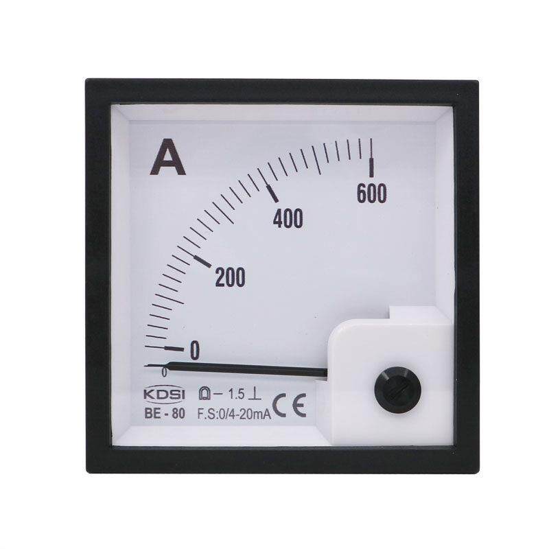 供应 指针式毫安电流表BE-80 DC4-20mA 600A 方形开孔 直流电流表