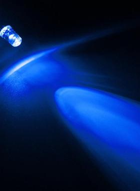 蓝色LED灯珠 LED发光二极管5MM蓝色白发蓝F5蓝光 超高亮 10000MCD
