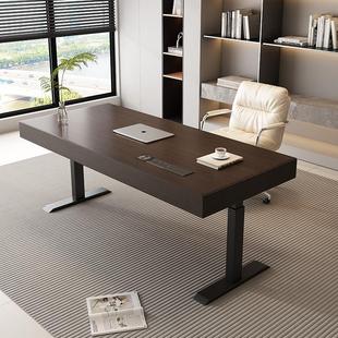 意式极简书桌智能电动升降电脑办公桌家用客厅书房大长工作办公桌