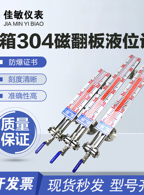 佳敏 磁翻板液位计水箱304油箱磁性浮子电子水位浮球带远传