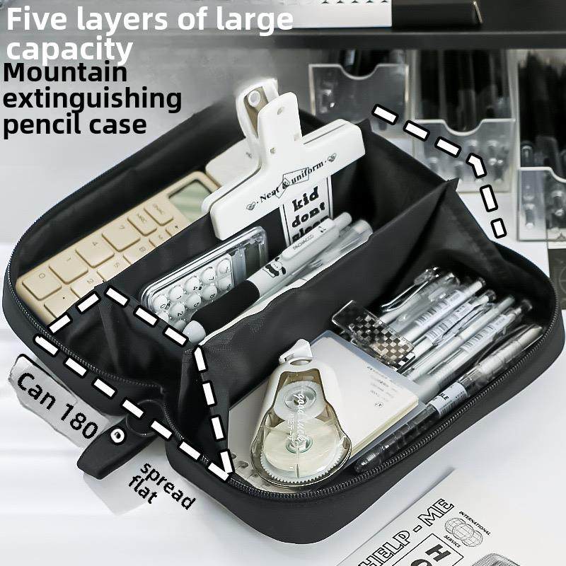 火山大容量笔袋耐脏男孩小学生简约文具盒黑科技初中生高中铅笔盒,3C数码配件,USB多功能数码宝,淘宝优惠券,粉丝福利购,淘宝优惠卷
