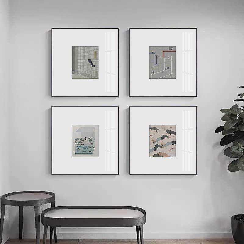 简约现代客厅几何文艺抽象装饰画北欧后现代样板房间小众卧室挂画