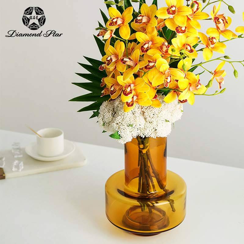 钻石星圆筠玻璃花瓶水培鲜花植物插花器家居桌面软装饰品摆件花瓶