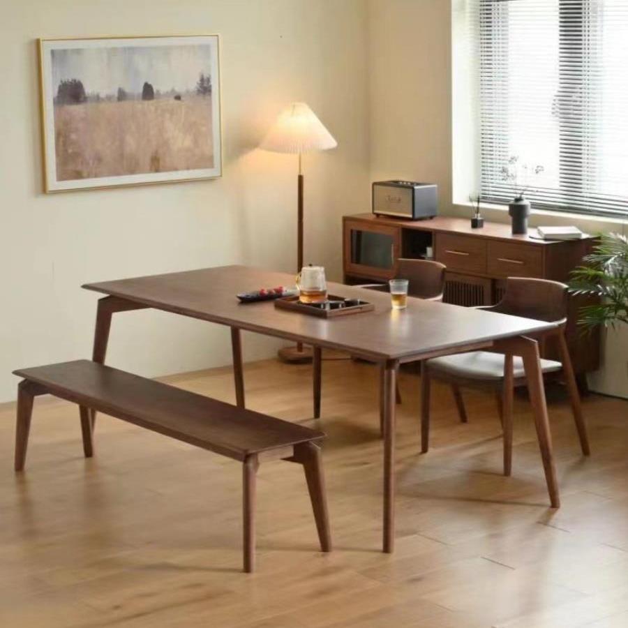 北欧实木客厅长桌设计师小户型胡桃色餐桌现代简约书桌家用桌子