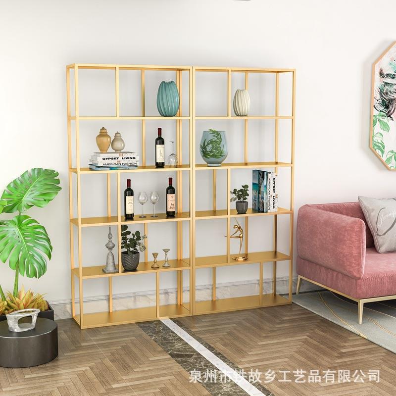 简约现代铁艺置物架家用客厅装饰创意储物书架奶茶店休闲展示架