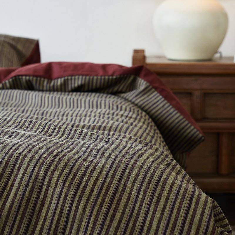 复古床上四件套纯棉全棉2025新款柔软水洗棉色织提花床单被套床品