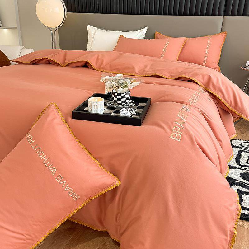 纯棉磨毛四件套加厚全棉秋冬季床单被套橙色贝壳边南通家纺床品三,纺织面料/辅料/配套,纺织机械配件,淘宝优惠券,粉丝福利购,淘宝优惠卷
