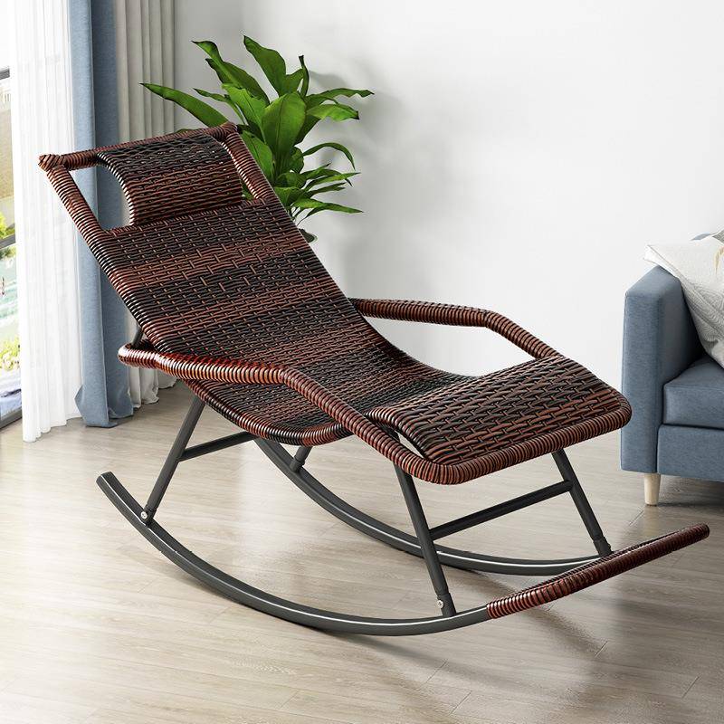 摇摇椅阳台懒人家用休闲躺椅户外庭院老人午睡简约逍遥藤编脚黄一