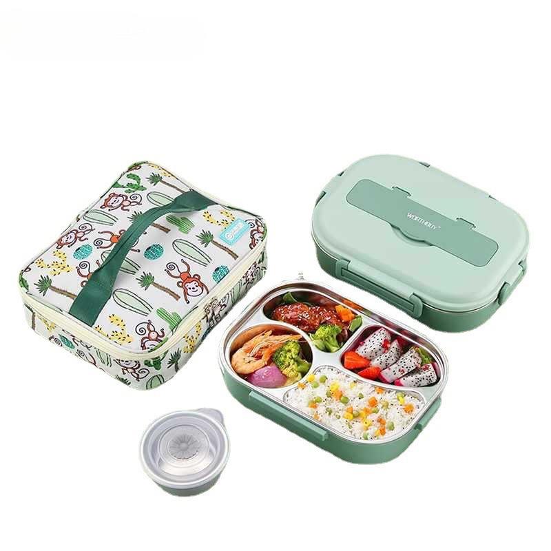 不锈钢保温饭盒小学生上班族儿童餐盘分格隔日式便当餐盒娲