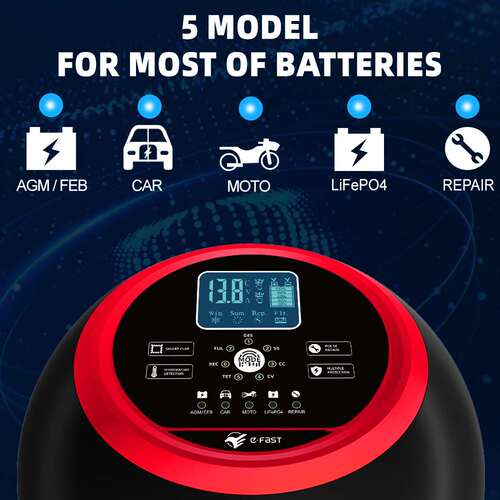 E-FAST  12V24V大功率 20A锂电铅酸圆球款300W 汽车大电瓶充电器